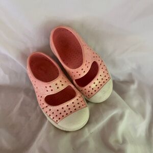 Native Shoes Pink and White Sandals with Brogue Detailing